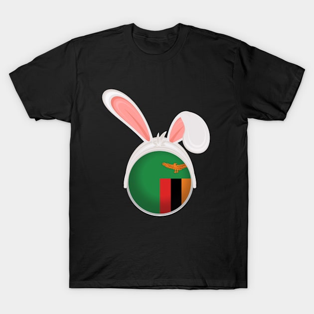 happy easter Zambia bunny ears flag cute designs T-Shirt by D_designs